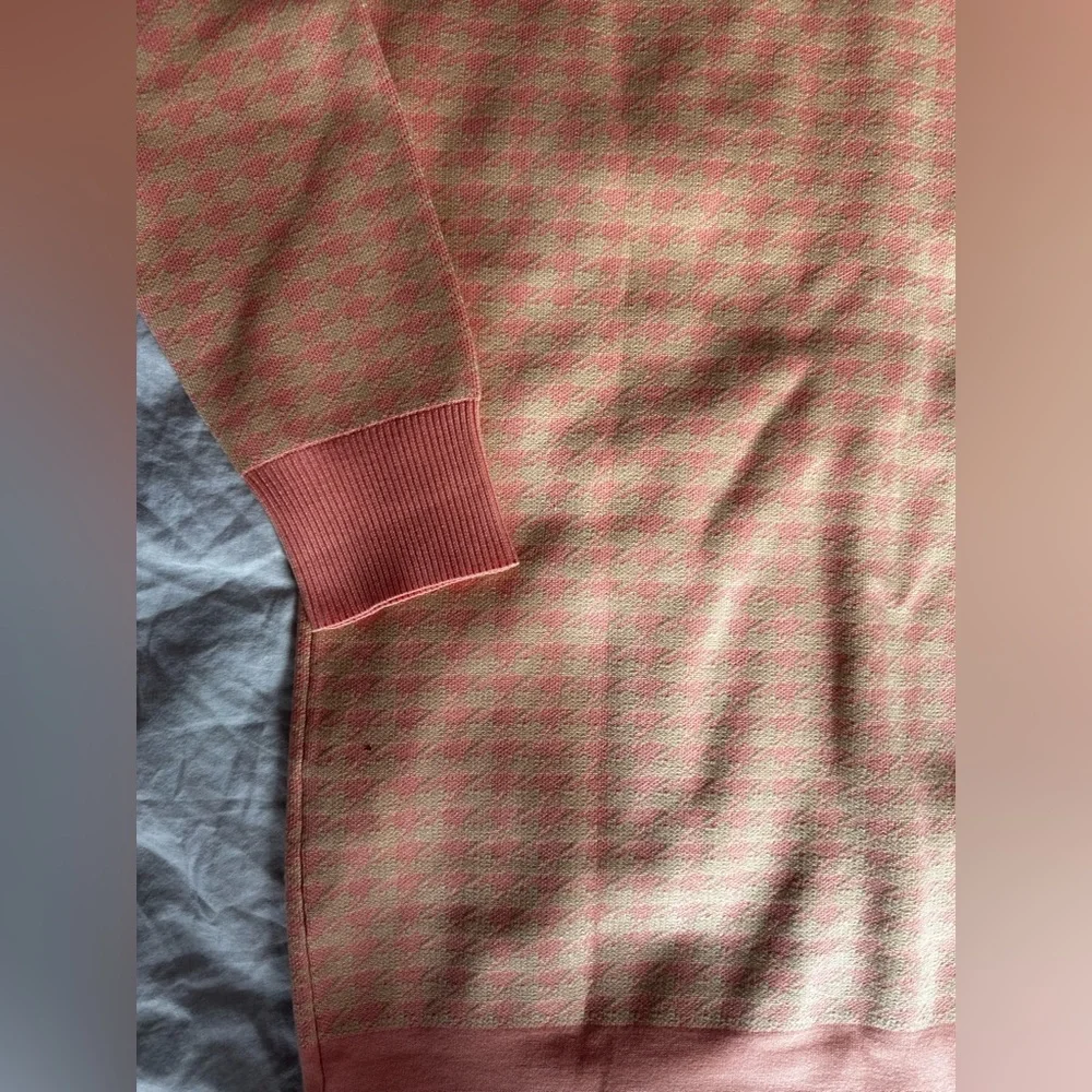 Sandro Paris Pink Jacquard Knit Cardigan Gold Button Pocket Sweater Jacket 0 - Picture 11 of 12